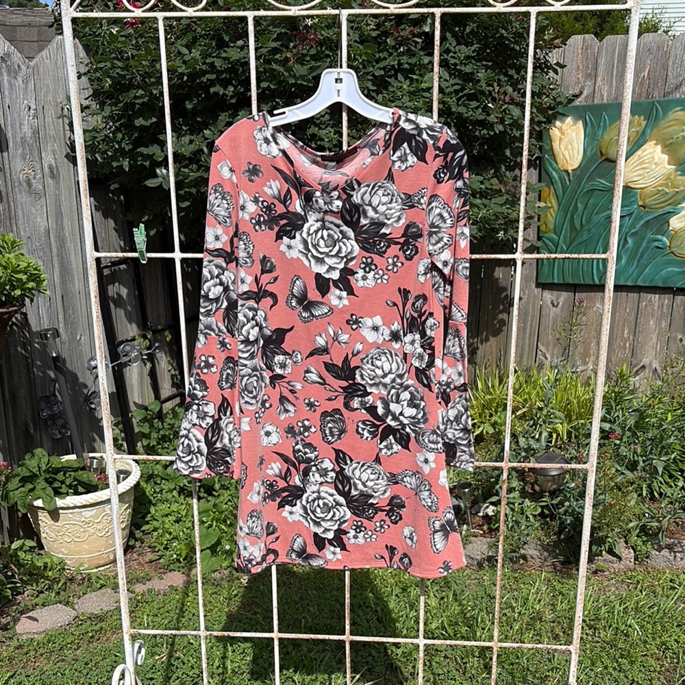 Laugh Out Loud Pink and Black Leaf Print dress